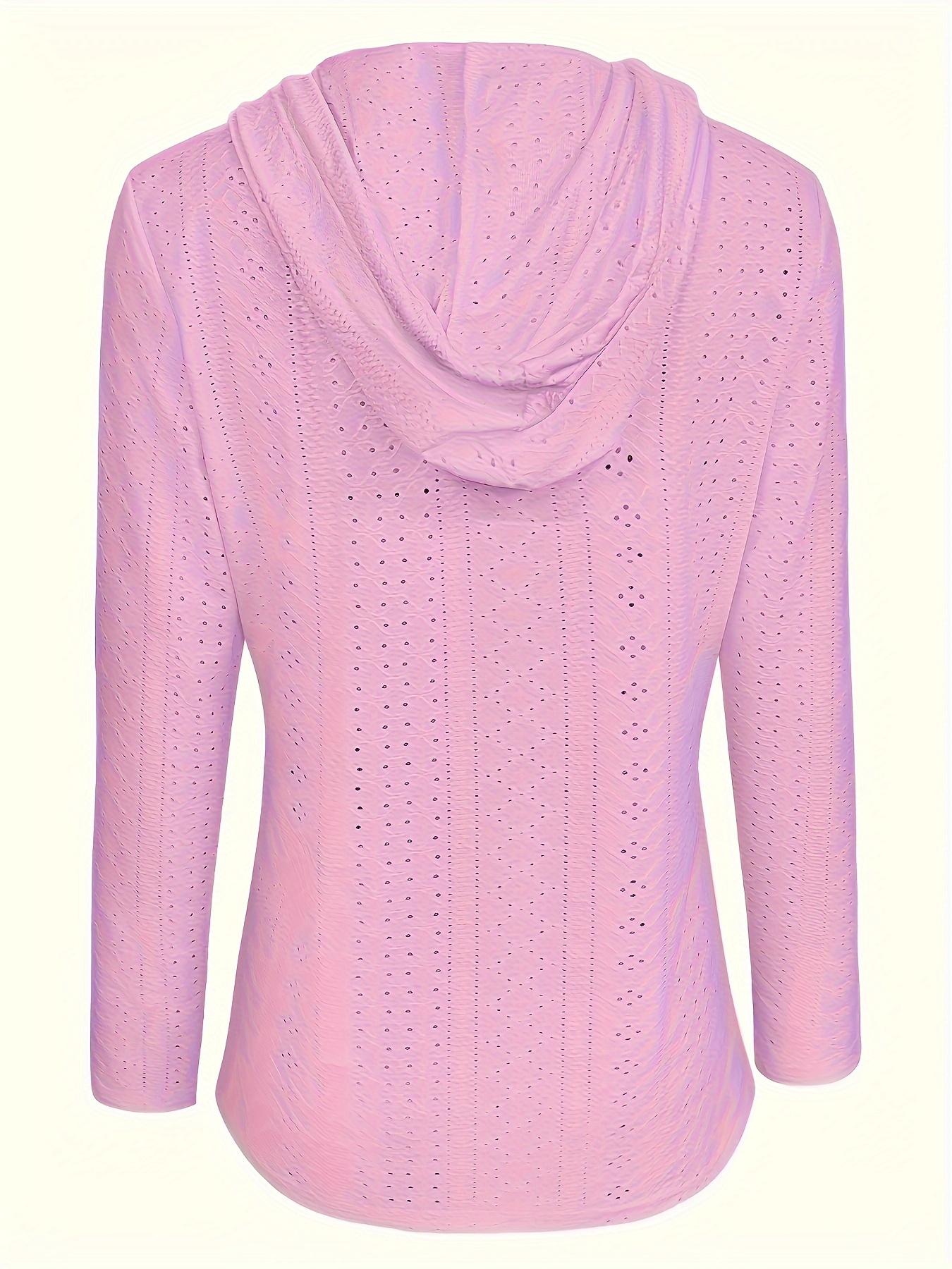 solid color button eyelet hoodie casual long sleeve drawstring hoodie sweatshirt womens clothing details 9